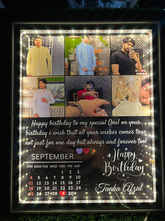Customizable LED Magic Mirror Birthday Frame – 6 Photo Design