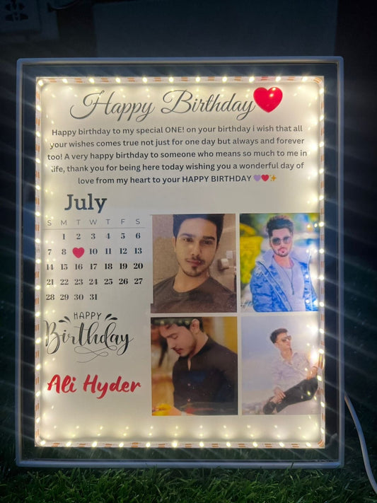 4 Photo Layout Customizable LED Magic Mirror Birthday Frame