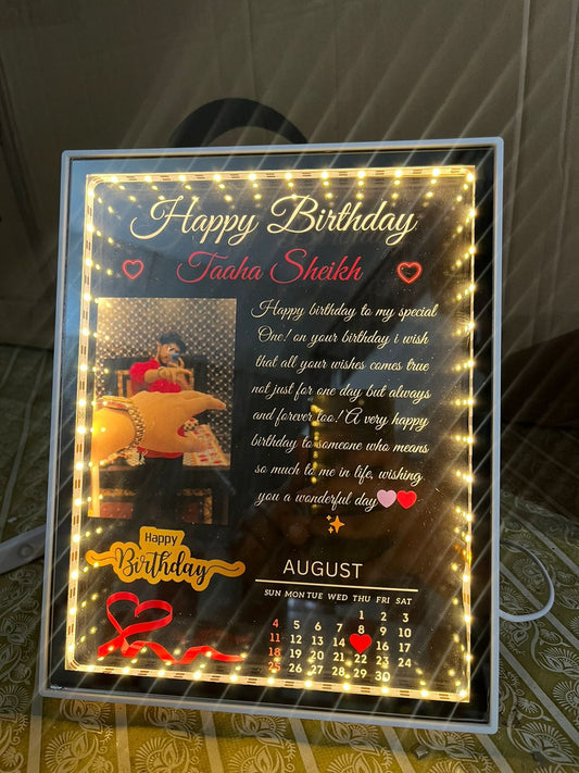 Customizable LED Magic Mirror Frame – Single Photo Elegance